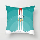 Cartoon Spacecraft Astronaut Rocket Pillowcase for Home Decor - Axyaa