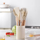 Axyaa 12-Piece Silicone Utensils Set with Wooden Handles for Non-Stick Cooking
