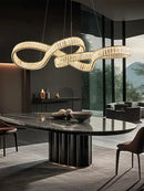 Axyaa Crystal Ribbon Luxury Chandelier Pendant Light - Modern Designer LED Ceiling Lamp