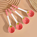 Axyaa Ceramic Ice Cream Spoon - Hand Painted Long Handle, Cute Korean Design