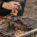 Axyaa Wooden Handle BBQ Cage - Outdoor Camping Grill Rack