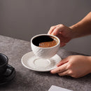 Axyaa Rock Pattern Ceramic Latte Coffee Mug Set with Round Saucer