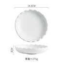 Axyaa White Ceramic Flower Edge Snack Plate Set for Molecular Cuisine & Tableware