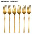 Axyaa 24-Piece Gold Stainless Steel Cutlery Set Flatware Knife Fork Spoon Mirror Matte