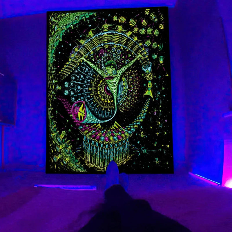 Axyaa Black Light Tapestry for UV Reactive Psychedelic Vibe