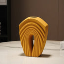 Axyaa Geometric Fold Ceramic Vase Sector Flower Vase Home Decor Hollow Handicrafts