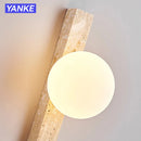 Axyaa Yellow Travertine Cave Stone Wall Light - Retro Staircase Bedroom Lamp