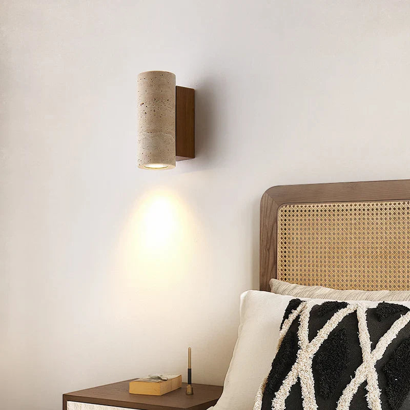 Axyaa Yellow Travertine LED Wall Lights - Modern Bedside Lamp for Home Decor