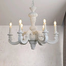 Axyaa White Woodcarving Chandelier: Antique E14 Candle Light for Living Room Bedroom Kitchen