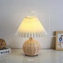 Axyaa Pleated Rattan LED Table Lamp for Home Office Decor and Night Light