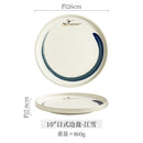 Axyaa Ceramic Steak Plate Set, Underglaze Japanese Western Design
