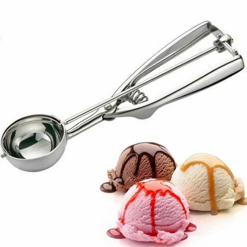 Axyaa Stainless Steel Ice Cream Spoon with Spring Handle and Watermelon Ball Spoon