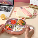 Axyaa Stainless Steel Divided Lunch Box Set with Cutlery