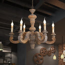 Axyaa Roman Pillar Chandeliers Wooden Carved Hanging Lights Vintage Elegant Pendant Light
