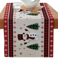 Axyaa Christmas Table Runner with Gnome Elk Tree Snowflake Print