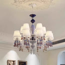Axyaa Ceramic Chandelier with Cloth Shade - Creative Art Decorative Lighting