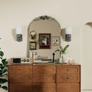 Axyaa Arched Antique Brass Wall Mirror with Resin Rose Pattern