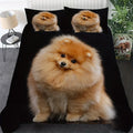 Pomeranian Dog Print Duvet Set by Axyaa