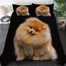 Pomeranian Dog Print Duvet Set by Axyaa