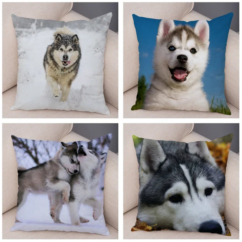 Siberian Husky Pillowcase - Axyaa Animal Cushion Cover, Decor, Cute, Dog Print