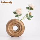 Axyaa Ceramic Donut Vase Black Oval Hollow Minimalist Wedding Decor Fashion Home