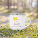 Enamel French Printed Coffee Cup with Handle - Best Thanks Gift for Atsem by Axyaa