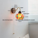 Axyaa Tiffany LED Wall Lights Pull Chain Switch Bedside Sconce Colorful Glass Stair Lamp