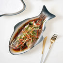 White Ceramic Fish Plate by Axyaa: Irregular Shape, Healthy & Stylish Tableware for Pasta, Sushi, Desserts