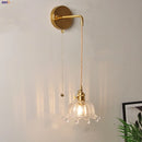 Axyaa Clear Glass LED Wall Lights with Pull Chain Switch