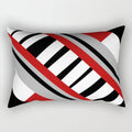 Axyaa Patchwork Stripe Polyester Cushion Cover, Classic Black Red Series, Geometric Design