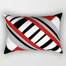 Axyaa Black Red Series Patchwork Stripe Polyester Cushion Cover Home Decor