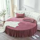Axyaa Coral Velvet Round Bed Sheet 200-220cm Diameter, Flannel, Winter