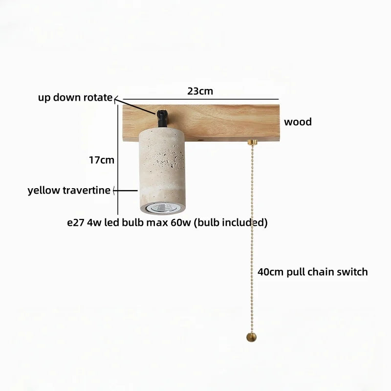 Axyaa LED Wall Sconce Up Down Rotate Yellow Travertine Mirror Light