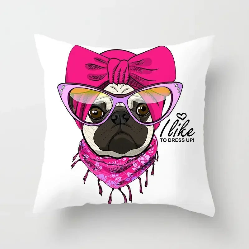 Cute Pug Bulldog Pillowcase for Living Room Decor - Axyaa Home Decor