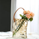 Axyaa Transparent Glass Vase with Irregular Texture for Terrarium Home Decoration
