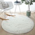 Axyaa Plush Round Rug: Soft Fluffy Living Room Carpet, Kids Bedroom Mat, Balcony Cushion