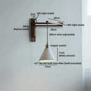 Axyaa Walnut Wood LED Wall Lamp with Switch, Ceramic Japan Style, Interior Living Room Light