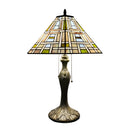 Axyaa Antique Tiffany Style Square Art Table Lamp, Stained Glass Metal Base