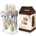 Axyaa 24-Piece Stainless Steel Hammer Pattern Cutlery Set