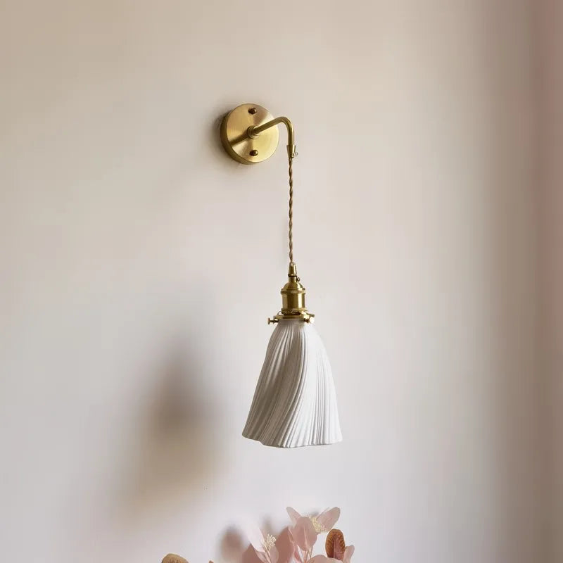 Axyaa Nordic LED Wall Sconce Copper Bedroom Mirror Light Interior Lamparas