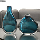 Axyaa Ocean Blue Glass Vase: Artificial Flower Room Decor