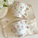Hand-Painted Tulip Flower Pattern Ceramic Mug by Axyaa - High-Footed Cup