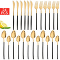 Axyaa 24-Piece Black Stainless Steel Christmas Dinnerware Set
