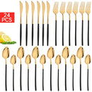 Axyaa 24-Piece Black Stainless Steel Christmas Dinnerware Set