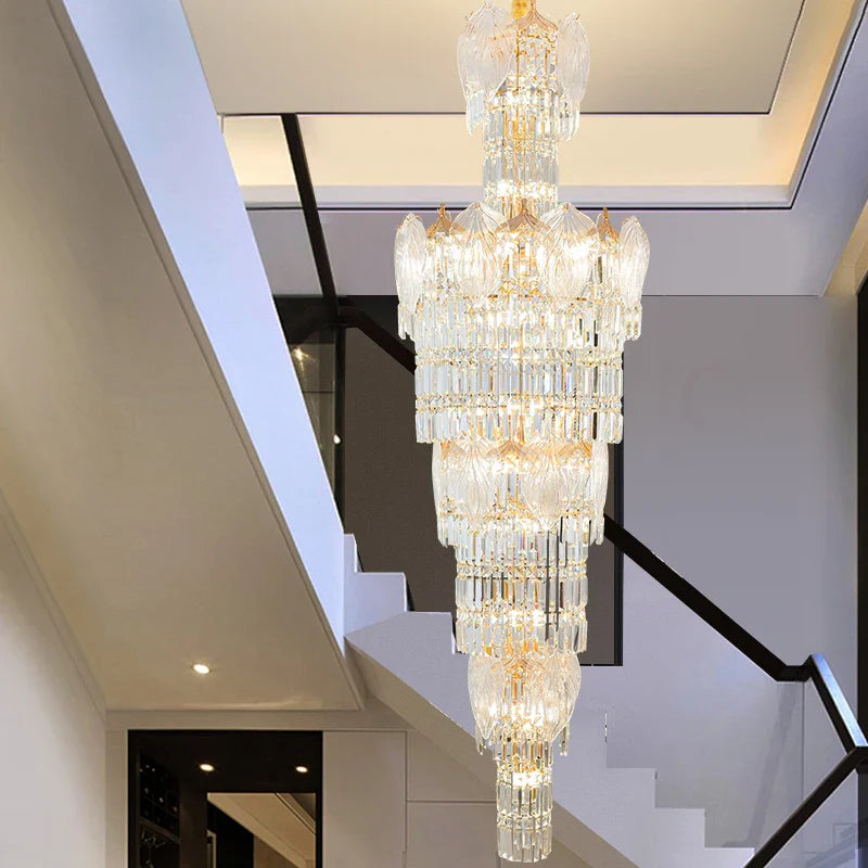 Axyaa Elegant Crystal Chandelier for Home, Hotel, and Villa Staircase