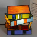 Tiffany Glass Book Lamp LED Night Light for Bedroom Table Decor by Axyaa