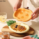 Axyaa Strawberry Ceramic Plate Set: Creative Tableware for Breakfast, Snacks, and Salad