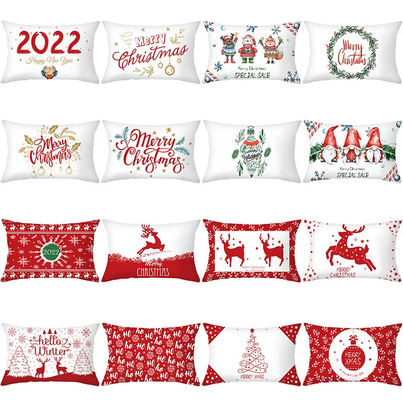 Axyaa Snowman Alphabet Print Pillowcase - Festive Rectangular Cushion Cover