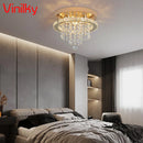 Axyaa Crystal Chrome LED Ceiling Chandelier Light with Remote Control