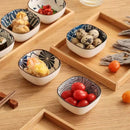 Axyaa Ceramic Square Snack Plate for Sushi, Yakiniku, Dried Fruit & Cutlery